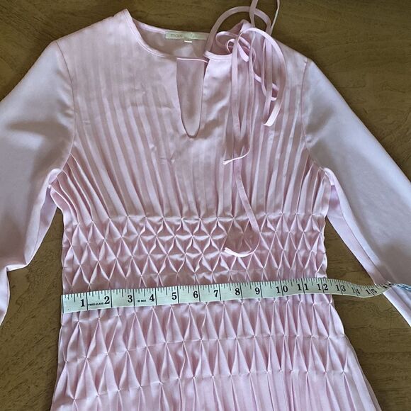 Maje Pink Pleated Geometric Chiffon Midi Dress Size 1 - Picture 11 of 16